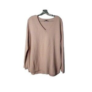 Hilary Radley Mauve Pink Textured V-Neck Sweater Womens Size XXL